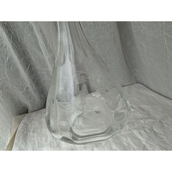 Vintage Princess House Glass Decanter With Etched Floral Design Faceted Stopper - Picture 6 of 6